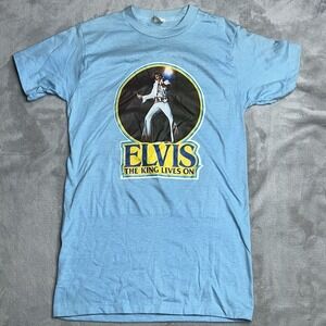 Vintage Elvis "The King Lives On" Band T-Shirt Men's Size Medium Made In USA
